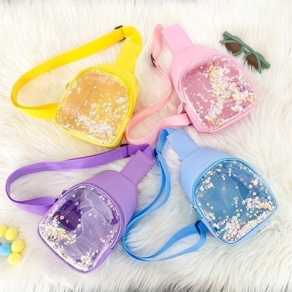 Pvc Candy Color Plastic Transparent Children's Chest Bag Crossbody Small Bag Shoulder Bag