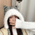 Qiyu Hat Bear Hat Autumn And Winter Wool Knitted Cat Ear Hat Versatile Cute Face-looking Small Warm Fashion Hat