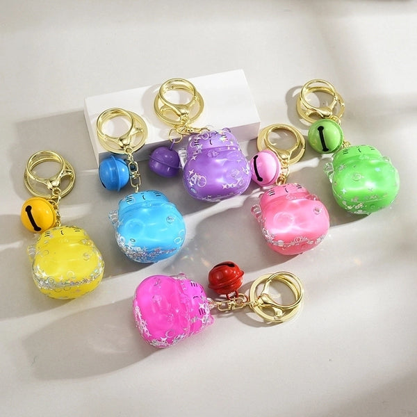 Quicksand Oil Lucky Cat Key Chain Floating Acrylic Accessories Key Pendants Bag Ornaments Lovely Key Buckle