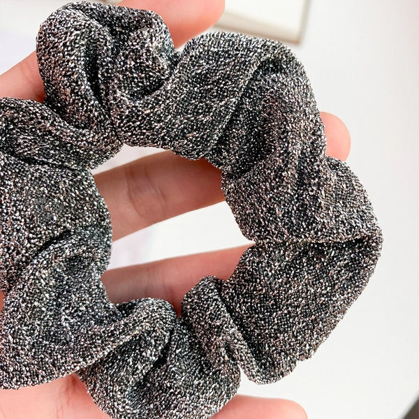 RUDAN  Summer   New Starry Sequined Black Pleated Hair Ring Wholesale Large Intestine Hair Ring