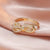 Real Gold Plating Multi-layer Cross Diamond Geometric Open Index Finger Copper Ring