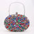 Red Green Blue Pu Leather Polyester Flower Rhinestone Oval Evening Bags