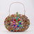 Red Green Blue Pu Leather Polyester Flower Rhinestone Oval Evening Bags