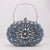 Red Green Blue Pu Leather Polyester Flower Rhinestone Oval Evening Bags