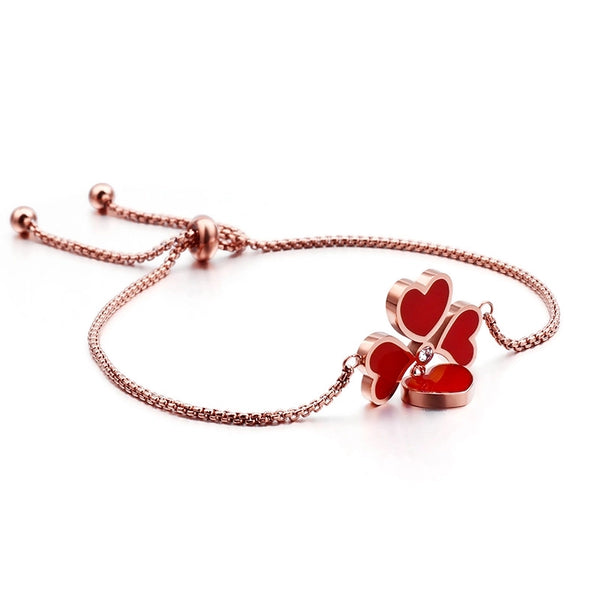 Red Heart-shaped Stainless Steel Bracelet