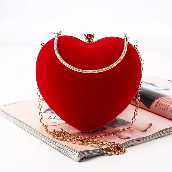 Red Solid Color Heart-shaped Evening Bags