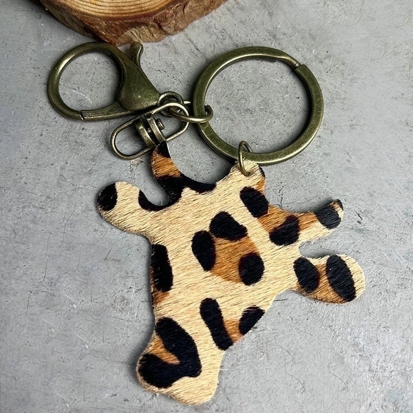 Retro Bull Head Alloy Leather Bag Pendant Keychain