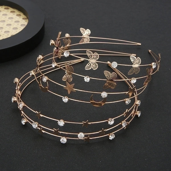 Retro Butterfly Metal Plating Rhinestones Hair Band 1 Piece