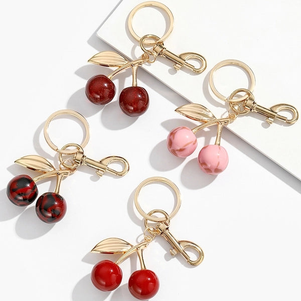 Retro Cherry Alloy Resin Unisex Keychain