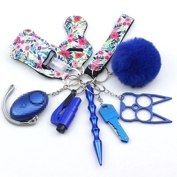 Retro Classic Style Color Block Stripe Flower Cloth Resin Self-defense Unisex Keychain