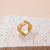 Retro Classic Style Human Face Heart Shape Stainless Steel Criss Cross Plating 18k Gold Plated Open Ring