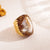 Retro Classic Style Irregular Oval Copper Gold Plated Natural Stone Freshwater Pearl Shell Wide Band Ring In Bulk