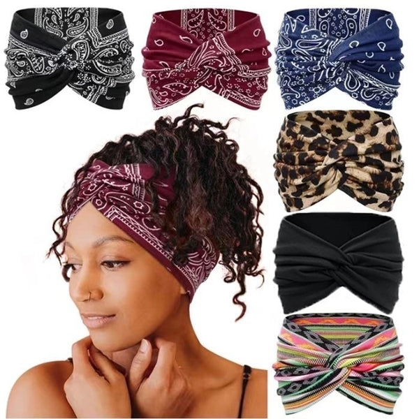 Retro Classic Style Plaid Flower Leopard Polyester Hair Band