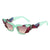 Retro Color Block Ac Cat Eye Rhinestone Full Frame Women's Sunglasses