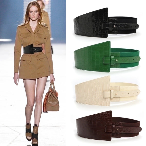 Retro Crocodile Pu Leather Belt Buckle Women's Leather Belts 1 Piece