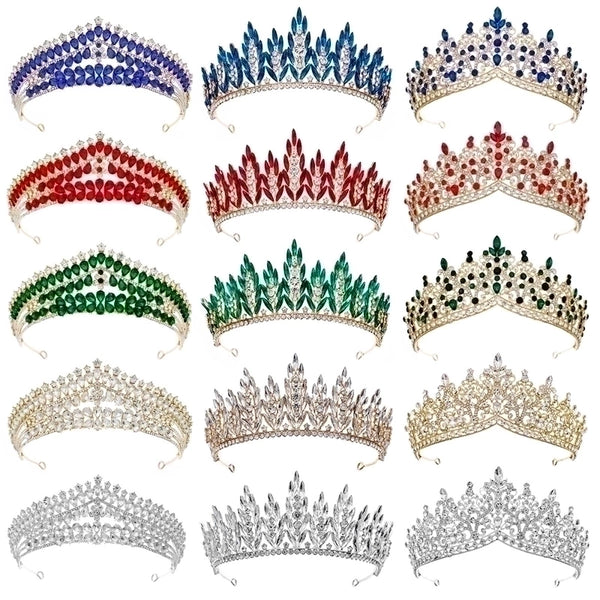 Retro Crown Alloy Inlay Rhinestones Party Headpieces Crown