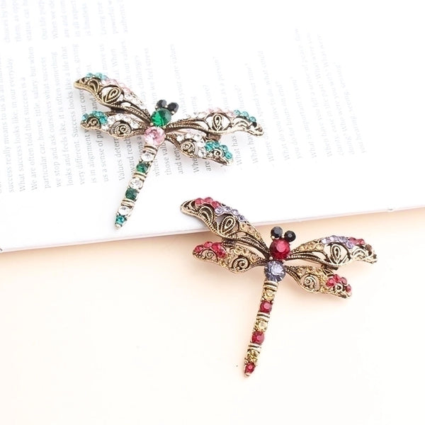 Retro Dragonfly Alloy Inlay Rhinestones Unisex Brooches