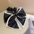 Retro Elegant Headdress Flower Black And White Matching Easy To Match Fashionable Fabric Satin Printed Letter Bow Large Intestine Hair Ring New