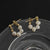 Retro Flower Copper Inlay Zircon Drop Earrings Ear Studs 1 Pair