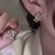 Retro Flower Copper Inlay Zircon Drop Earrings Ear Studs 1 Pair