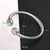 Retro Flower Stainless Steel Inlay Natural Stone Rhinestones Bangle