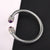 Retro Flower Stainless Steel Inlay Natural Stone Rhinestones Bangle