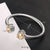 Retro Flower Stainless Steel Inlay Natural Stone Rhinestones Bangle