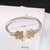 Retro Flower Stainless Steel Inlay Natural Stone Rhinestones Bangle