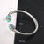 Retro Flower Stainless Steel Inlay Natural Stone Rhinestones Bangle