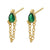 Retro Geometric Green Gemstones Diamond Copper Earrings Wholesale