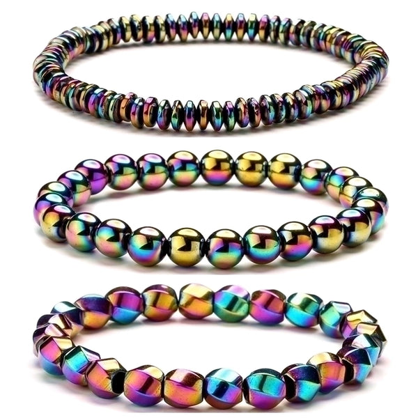 Retro Geometric Haematite Beaded Bracelets