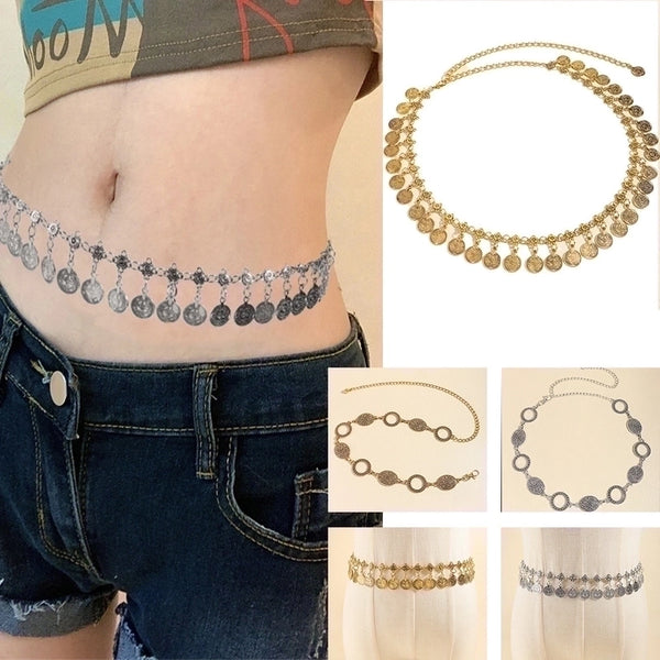 Retro Geometric Metal Plating Women's Chain Belts