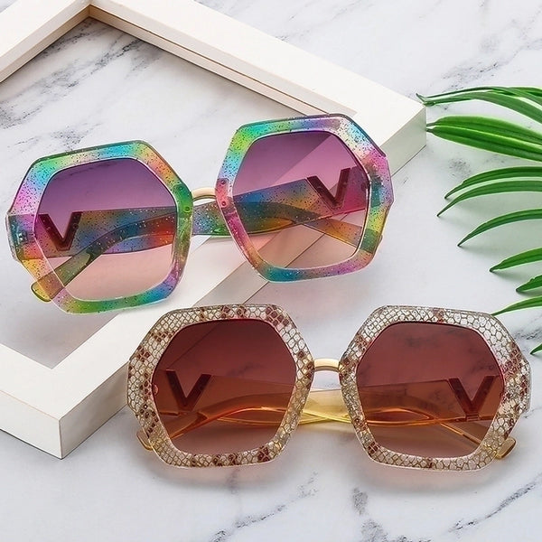 Retro Geometric Pc Polygon Full Frame Women's Sunglasses