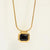 Retro Geometric Titanium Steel Plating Inlay Zircon 18k Gold Plated Pendant Necklace