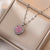 Retro Heart Shape Titanium Steel Inlaid Zircon Necklace 1 Piece