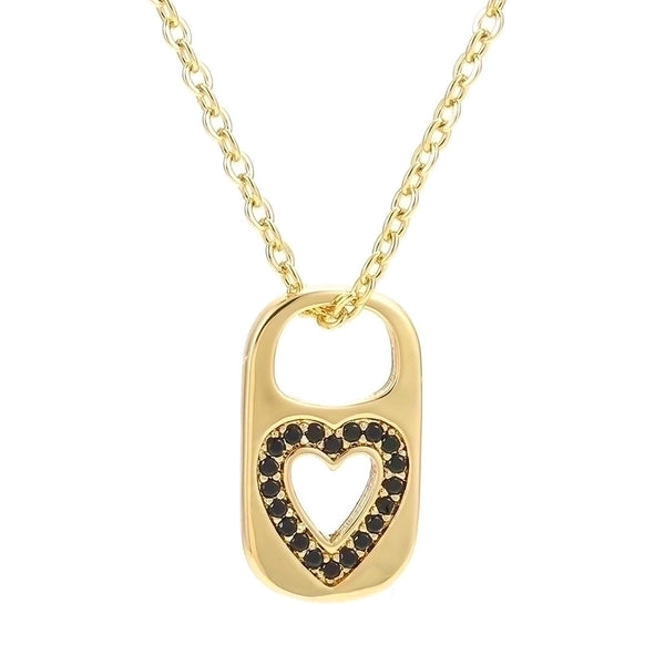 Retro Hollow Lock Heart Micro-inlaid Zircon Copper Necklace