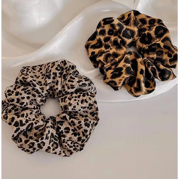 Retro Hot Girl Leopard Print Large Intestine Hair Ring Tie Up A Bun Hairstyle Horsetail Headwear Hair Accessories High Elastic Rubber Band Does Not Hurt Head Accessories