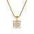 Retro Irregular Square Heart Shape Stainless Steel Polishing Plating Inlay Turquoise 18k Gold Plated Pendant Necklace