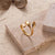 Retro Leaf Solid Color Snake Stainless Steel Plating 18k Gold Plated Open Ring