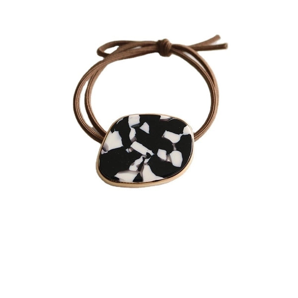 Retro Leopard Alloy Cloth Resin Hair Tie