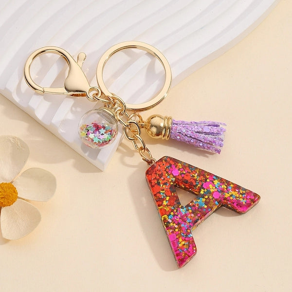 Retro Letter Resin Women's Keychain