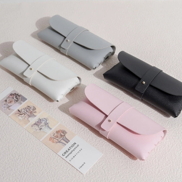 Retro Literary Simplicity Glasses Bag Soft Leather Glasses Case Ins Girl Portable Sun Sunglasses Bag Storage Bag Anti-pressure