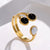 Retro Oval Stainless Steel Enamel Open Ring 1 Piece