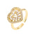 Retro Oval Waves Heart Shape Copper Gold Plated Zircon Open Rings In Bulk