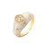 Retro Oval Waves Heart Shape Copper Gold Plated Zircon Open Rings In Bulk