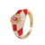 Retro Oval Waves Heart Shape Copper Gold Plated Zircon Open Rings In Bulk