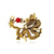 Retro Pin Animal Dragon Alloy Enamel Rhinestones Unisex Brooches