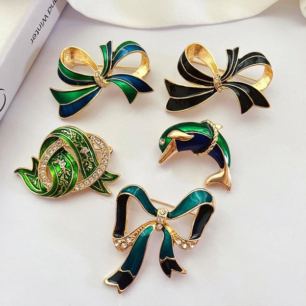 Retro Pin Bow Knot Alloy Plating Rhinestones Unisex Brooches