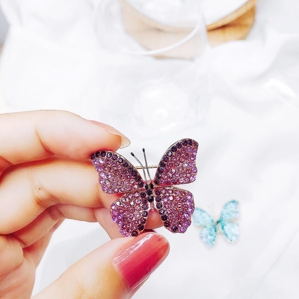 Retro Pin Butterfly Alloy Inlay Zircon Women's Brooches