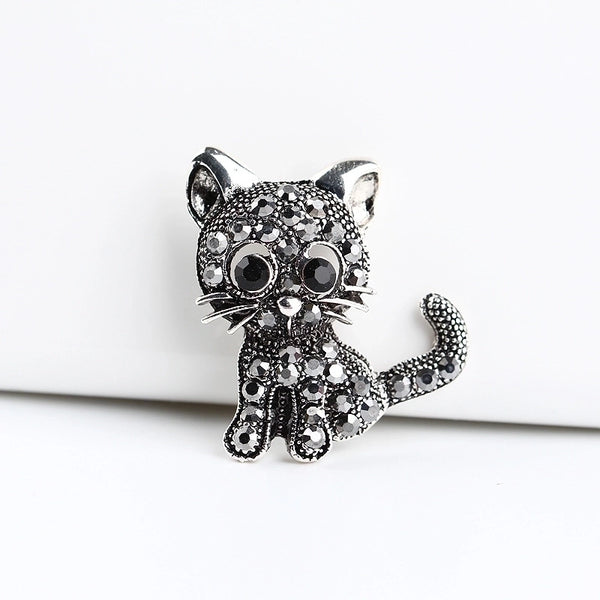 Retro Pin Cat Alloy Plating Rhinestones Unisex Brooches